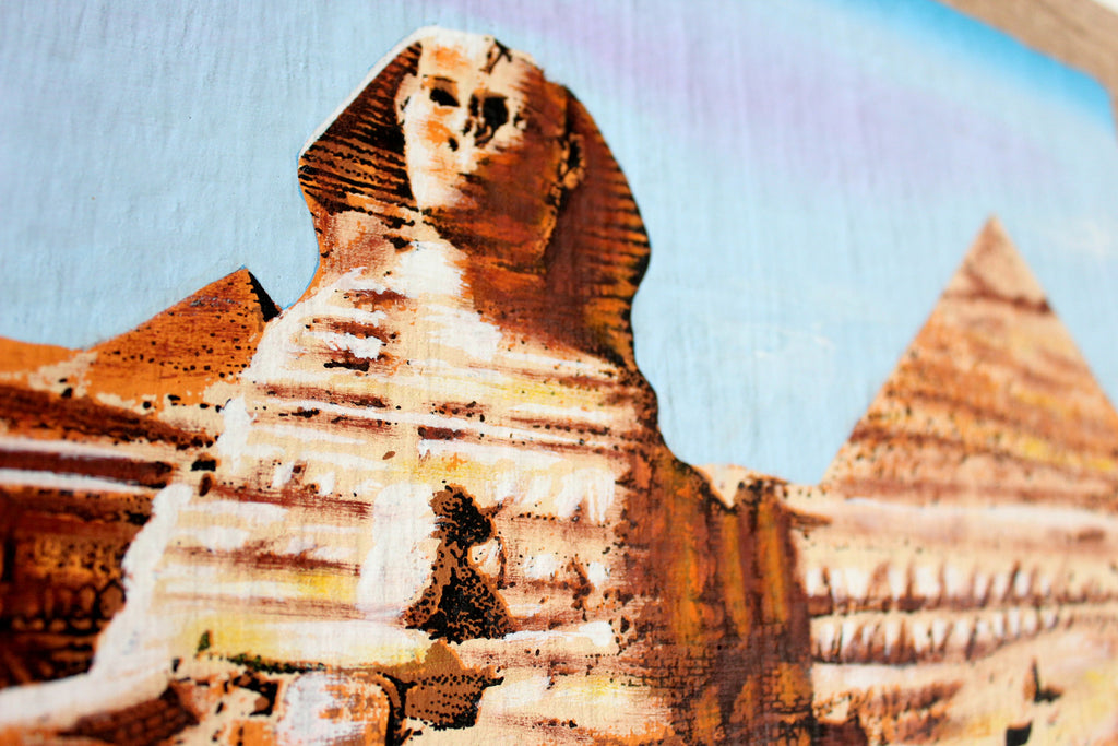 The Great Sphinx of Giza | Ancient Egyptian Papyrus Painting Closeup Arkan Gallery