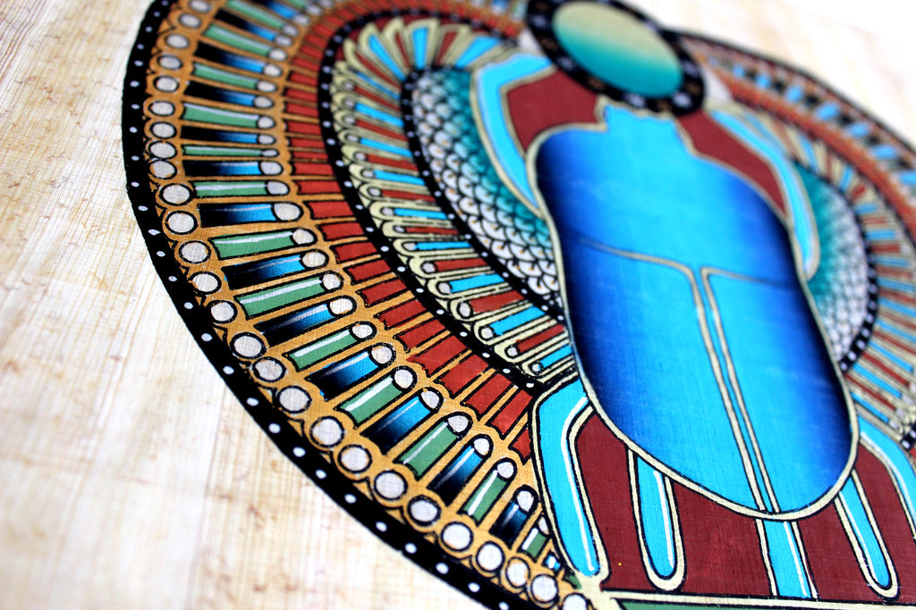Scarab | Ancient Egyptian Papyrus Painting Closeup Arkan Gallery