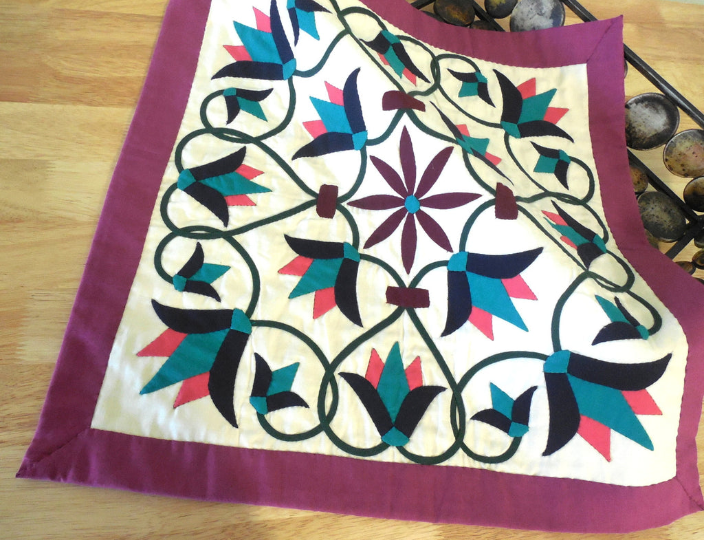 Enchanted Flower III | Applique Art Wall Hanging Handstitched Egyptian Khayamiya