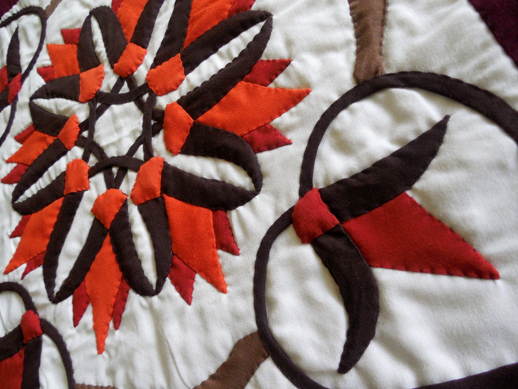 Orange Lotus | Applique Art Wall Hanging Handstitched Egyptian Khayamiya