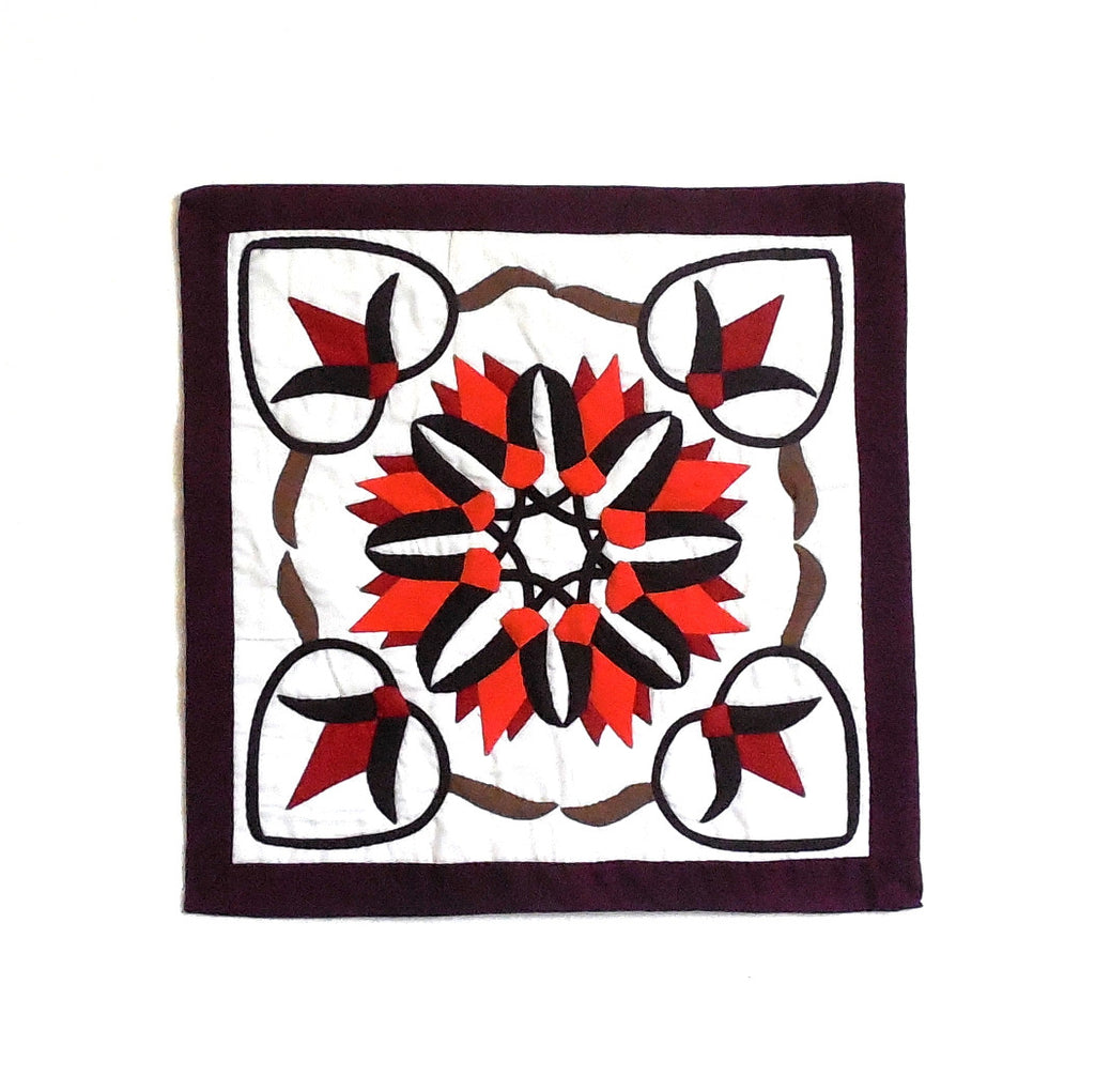 Orange Lotus | Applique Art Wall Hanging Handstitched Egyptian Khayamiya - Arkan Gallery
 - 1