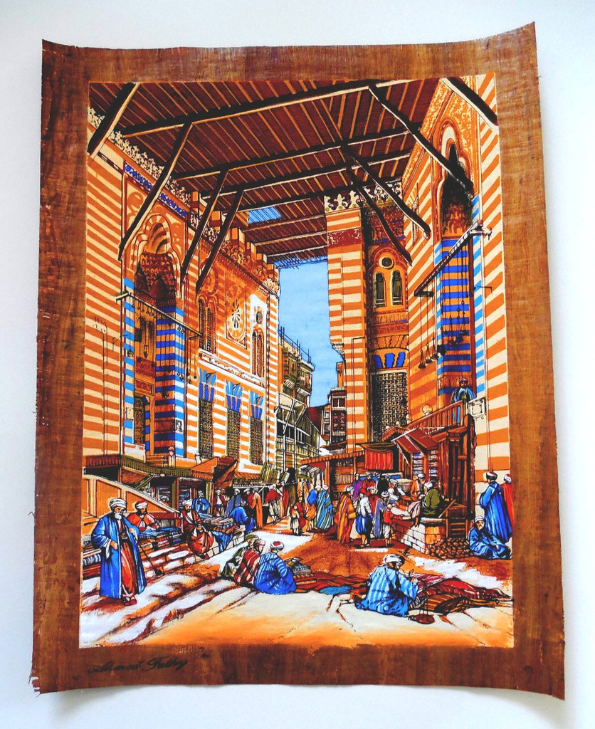 The Tentmakers of Cairo | Egyptian Folklore Papyrus Painting Main Arkan Gallery