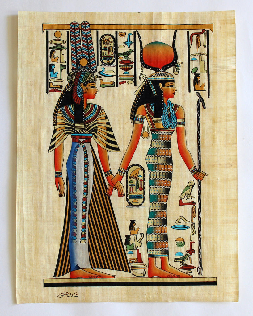 Isis and Queen Nefertari | Ancient Egyptian Papyrus Painting Main Arkan Gallery