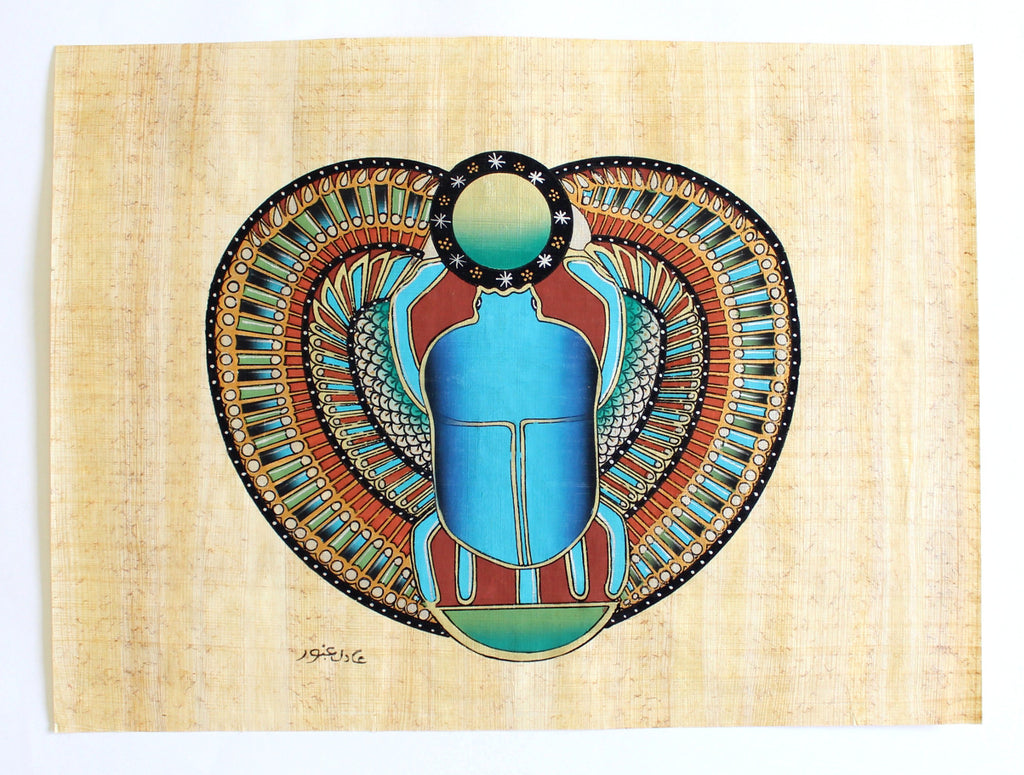 Scarab | Ancient Egyptian Papyrus Painting Main Arkan Gallery