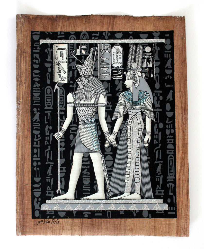 Queen Nefertari and Horus | Ancient Egyptian Papyrus Painting