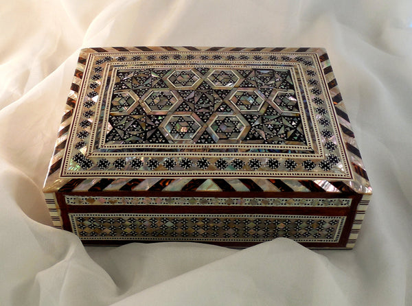 Majestic Nights | Handmade Egyptian Mother of Pearl Jewelry Box Main Arkan Gallery